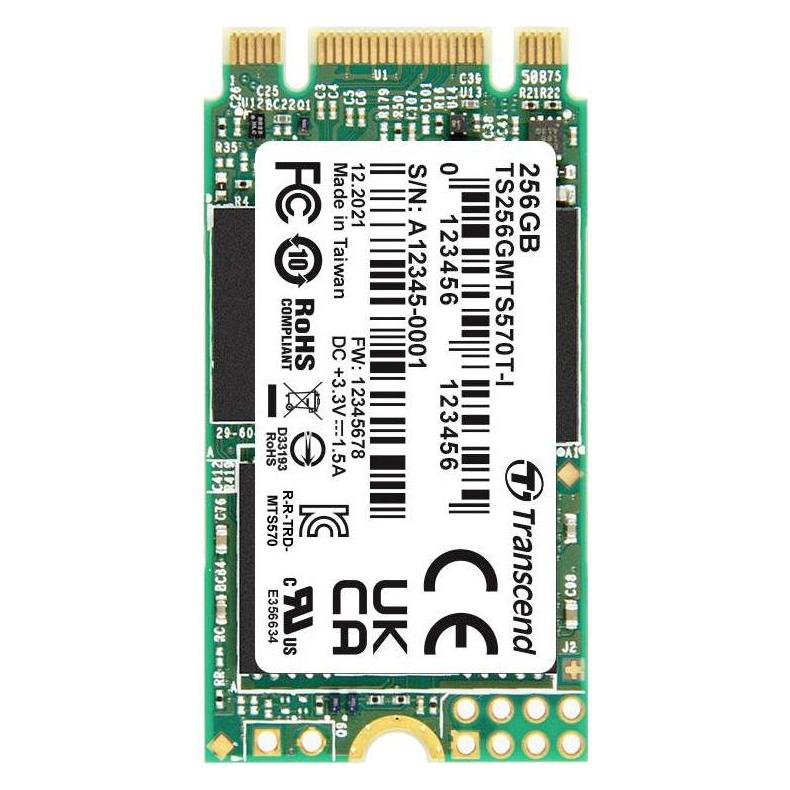 Transcend 256 GB Interne M.2 SATA SSD 2242 TS256GMTS570TI-VS1 (256 GB, M.2, M.2 2242) (TS256GMTS570TI-VS1)