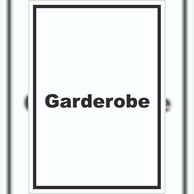 HB-Druck Garderobe Aufkleber mit Text Kleidung aufbewahren hochkant A7 (74x105mm)