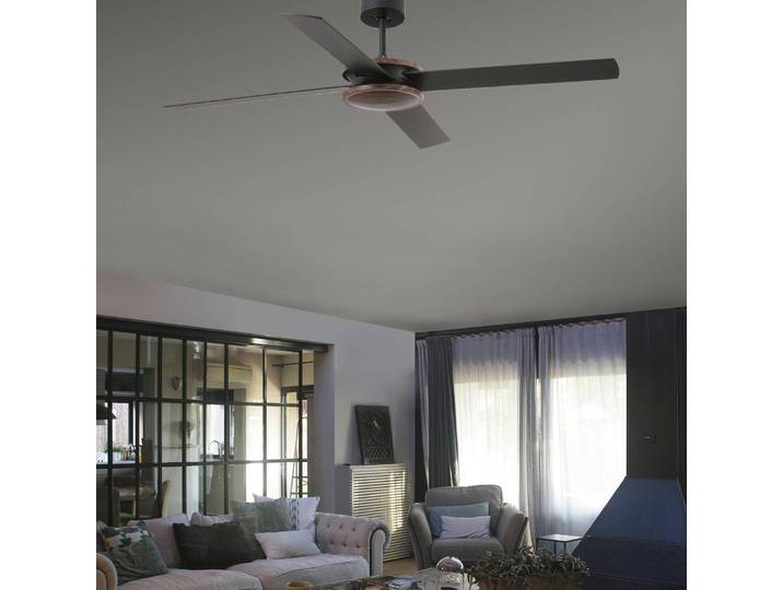 FARO BARCELONA Deckenventilator Polea, holz dunkel/schwarz Polea, Holz dunkel, für Wohn- / Esszimmer, Holz, Modern