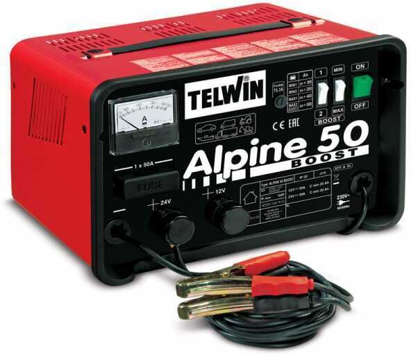 Telwin Alpine 50 Boost - Chargeur de batterie - batteries humides d'une tension de 12/24V - 1000W