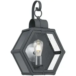 Außenlampe Wandleuchte Gartenleuchte Wandlampe Schwarz Glas IP44 B 33,1cm