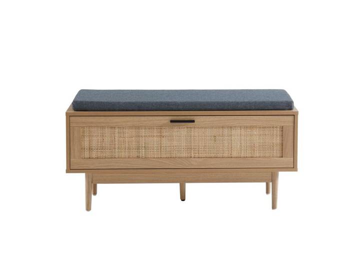 Banc à chaussures AMANA cannage rotin 1 porte 100cm - Bois