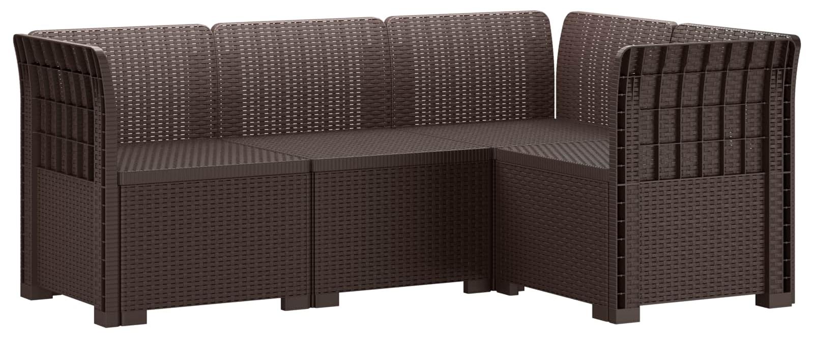 vidaXL 4-Sitzer Gartensofa Rattan-Look PP Braun