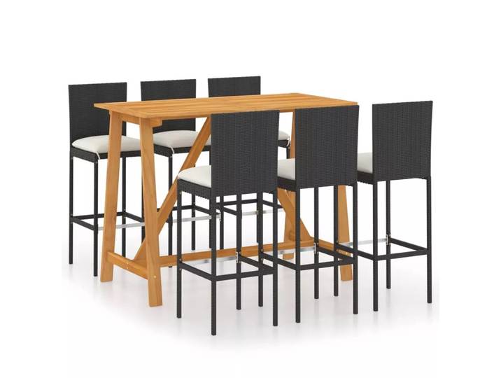 VidaXL - Garten-bar set akazienholz, One Size, Schwarz