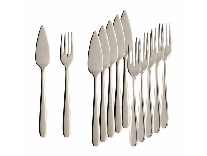 Villeroy & Boch Fischbesteck Daily Line silber 12-tlg., Silberfarben, Metall, Besteck, Besteck-Sets