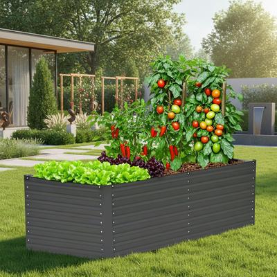Hochbeet KONIFERA "Emmy", bodenloses Gartenbeet aus verzinktem Stahl", grau (anthrazit), B:150cm H:60cm T:80cm, Stahl, Pflanzgefäße, mit Verstrebungen für mehr Stabilität, in zwei Farben