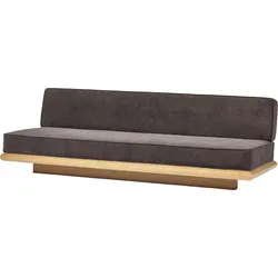 Ono Velvet Sofa 234 cm, dunkelbraun, Eiche Natur
