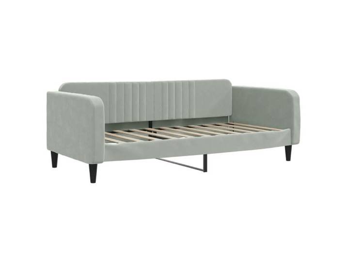 Lit de repos - VIDAXL - Sommier tapissier L213xP100xH75 - Velours gris - 90 x 190 cm