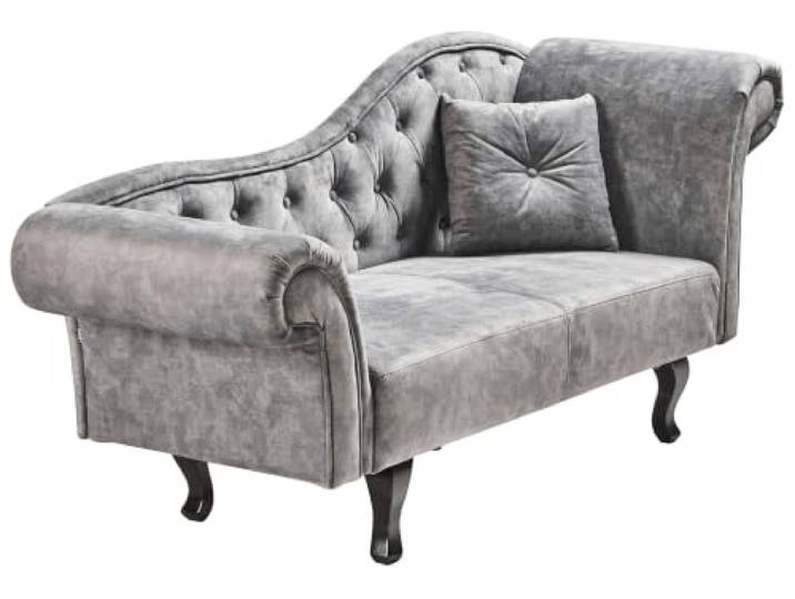 Beliani Chaiselongue Samt grau rechts gesteppt mit Kissen Chesterfield-Stil Lattes II