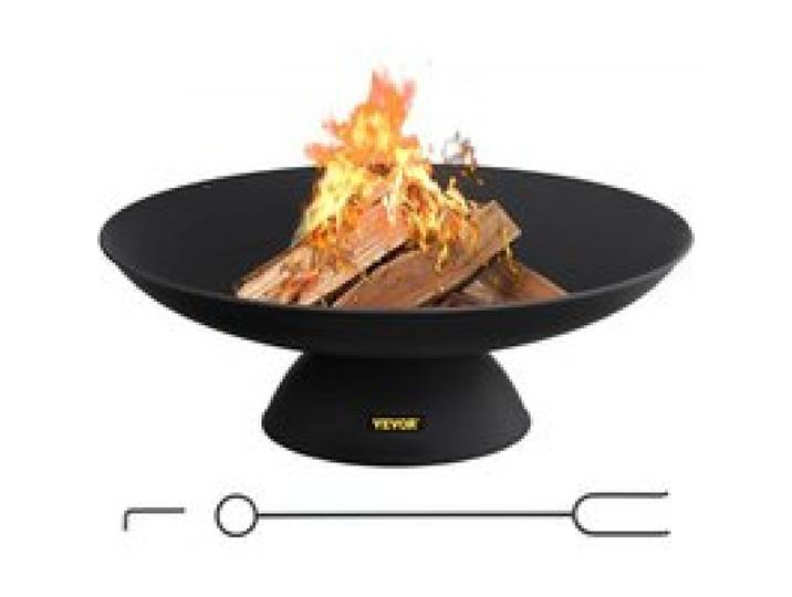 VEVOR Braséro Extérieur de Jardin Diamètre du Bol 76 cm Bol de Feu Extérieur Fonte Durable Peint en Noir Braséro Barbecue Bâton de Bois de Chauffage Fourni pour Profiter de Rassemblements Chaleureux