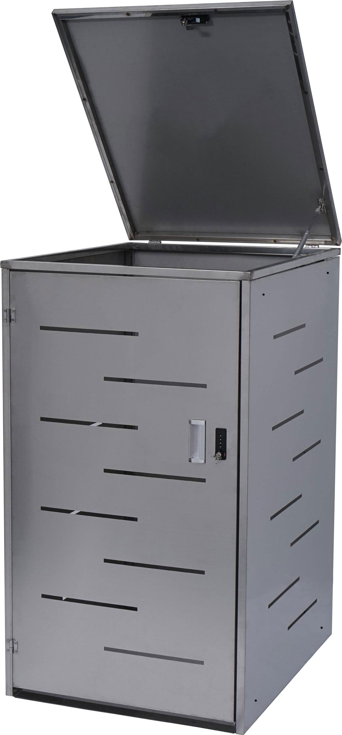 Mülltonnenverkleidung MCW-E83, Mülltonnenbox Mülltonnenabdeckung, erweiterbar 117x66x80cm Edelstahl 30kg