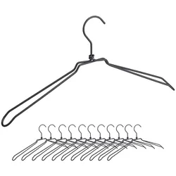 Relaxdays Kleiderbügel, 12er Set, für Hemden, Jacken & Blusen, Industrie Design, Metall, 45 cm breit, Bügel, schwarz