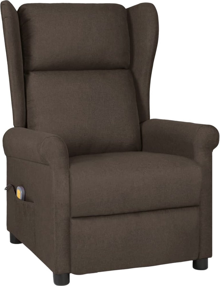 vidaXL Massagestoel Relax Recliner in donkerbruine stof