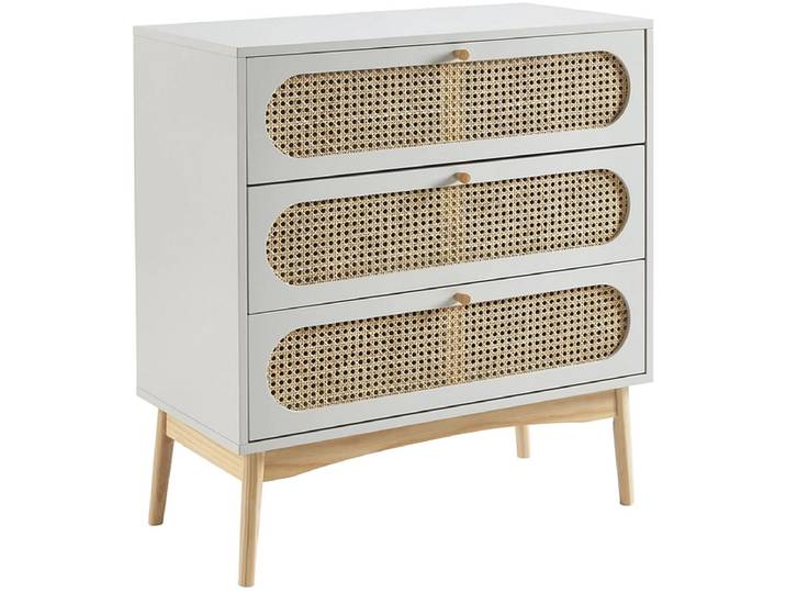 Kommode BAÏTA SIXTINE 3 Schubladen 40x80x85cm seidengrau melamin
