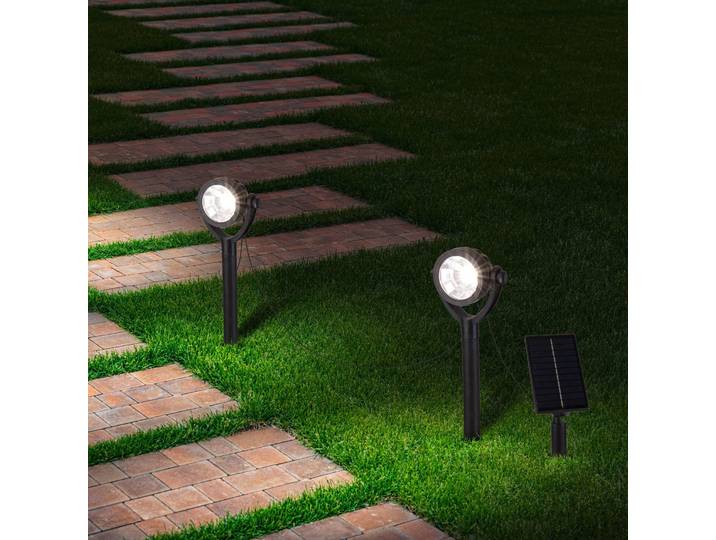 Näve LED-Solar-Erdspießstrahler NOMI, schwarz, 6er-Set, IP44 NOMI, schwarz, Kunststoff, Modern, Solarleuchten