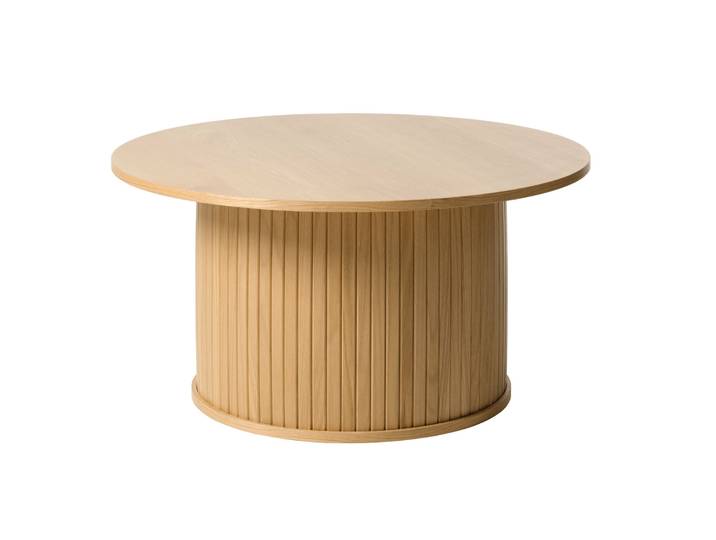 Runder Holztisch Gativel 90 cm mit runder Lamellenbasis, natur