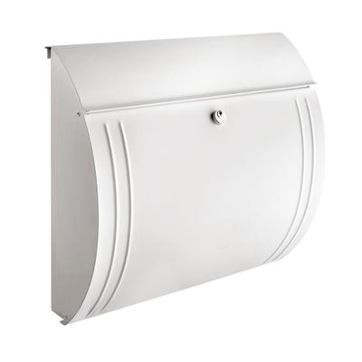 PROREGAL Eleganter Briefkasten Modena aus verzinkten Stahl | 15,3 Liter, HxBxT 33,5x36x12,7cm | Einwurföffnung 32,5x33cm | Weiß