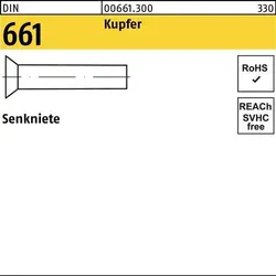 Senkniete DIN 661 3x 8 Kupfer 1000 Stück