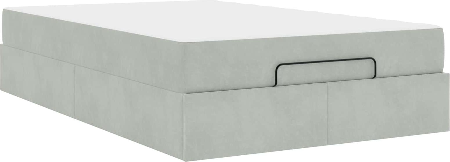 Bettgestell mit Matratze 2 pcs Hellgrau Samt