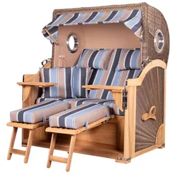 Mr. Deko Strandkorb - bene living - Königssee Teak Bullauge - PE grau - Modell 580 - inkl. Liftersystem