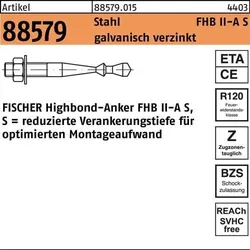 Highbond-Anker R 88579 M16x 95/30 Stahl galv.verz. 10 Stück FISCHER