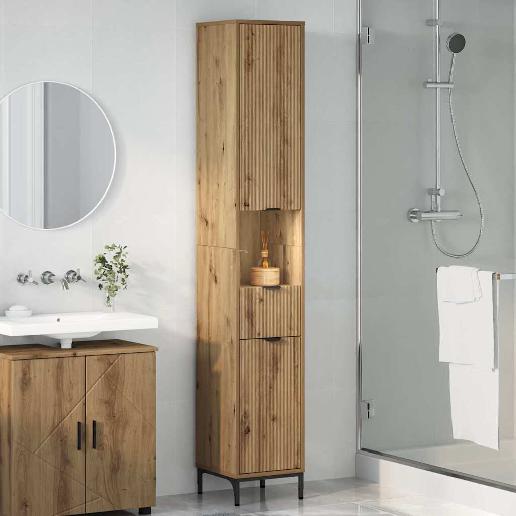 Brayden Studio Freestanding Standard Bathroom Storage Artisan Oak 190cm H X 31.5cm W X 33cm D