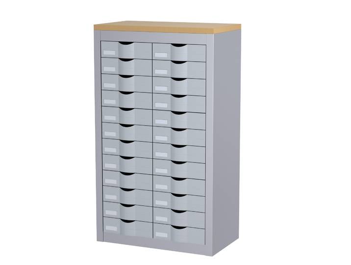 Paperflow Comptoir 2 colonnes Cycladis 24 tiroirs - Ht 106.5 cm - Aluminium