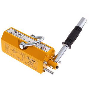Allpax Lasthebemagnet 10023027, mit Handhebel, 100 / 30 kg Traglast zum Heben von Flach- und Rundmaterial