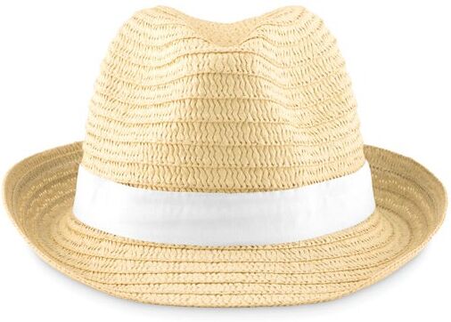 Chapeau personnalisé en paille BOOGIE blanc