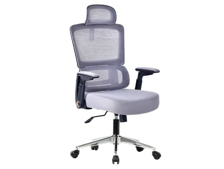 Chaise de bureau - AMS-OFFICE - OFFICE-PREMIUM-GREY - Tissu gris - Ergonomique - Réglable en hauteur