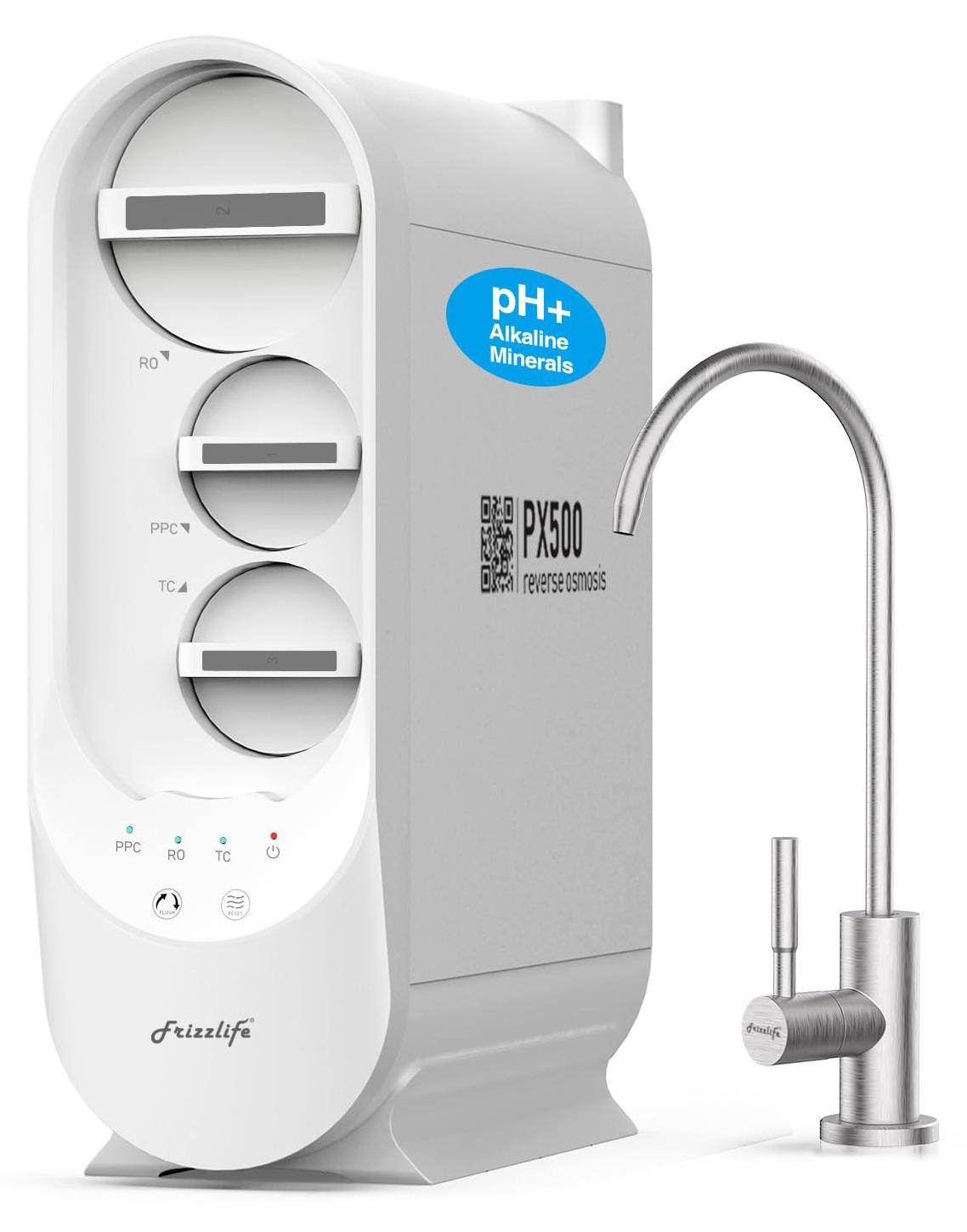 Umkehrosmose Wasserfilteranlage Wasserfilter - tankloses System - 500 GPD - mit Remineralisierung - Nickel Armatur