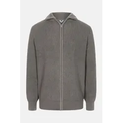 MELA Strickjacke TAKSH Herren Braun Meliert Baumwolle Stehkragen Troyer GOTS Organic