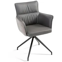 [de]sign & more Stuhl Carsoli Leder Silber