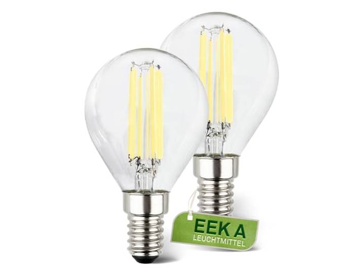 BRILONER - EEK A 2er Set Filament LED Lampe E14 Tropfen, warmweißes Licht, 2,5W, 525lm, LED Glühbirne, Leuchtmittel, Birne, Glühlampen, Bulb