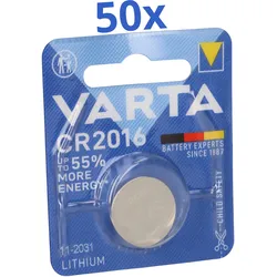 VARTA CR2016 Lithium-Knopfzelle 3V 50 Stück 1er Blister
