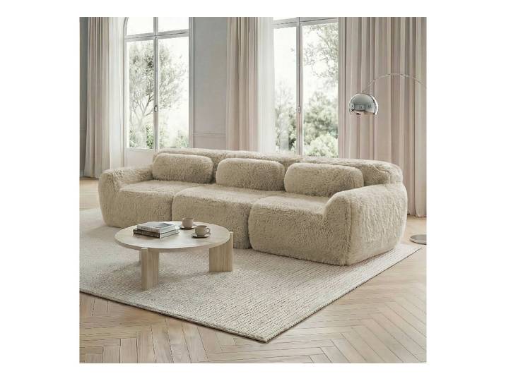 Odikalo Sofa Ecksofa Schlafsofa Modulares Sofa, Plüschstoff, 3-Sitzer Tiefsofa, Premium-Plüschstoff, modulare, rutschfester Boden, keine Montage, mit Kissen. Ergonomische Unterstützung, hochelastischer Schaumstoff, geeignet für Wohnzimmer