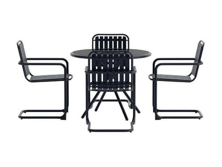 Chios Set De Jardin Table 90x90cm 4 Chaises Noir.