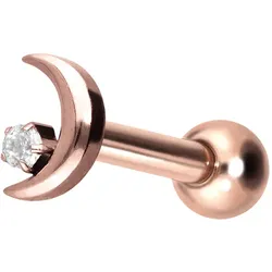 Titan Ohrpiercing mit Innengewinde MOND + KRISTALL