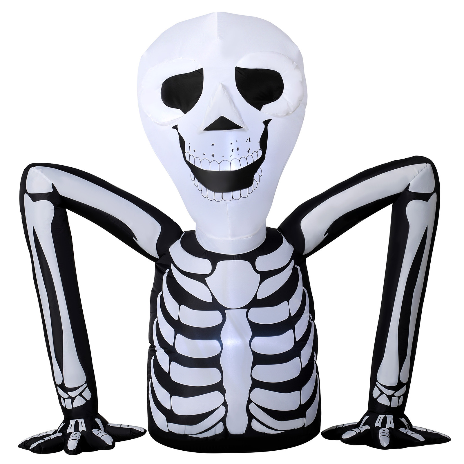 Outsunny Opblaasbaar Halloween-skelet met LED-verlichting, Griezeldecoratie voor Binnen en Buiten