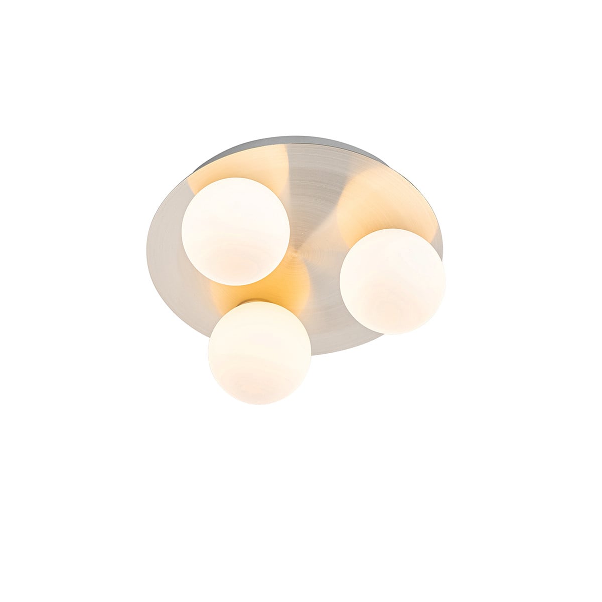 Qazqa Moderne ronde badkamer plafondlamp in wit metaal en glas, dimbaar