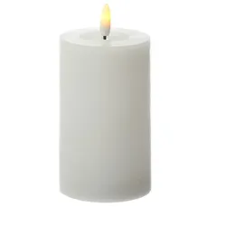 441 LED Kerze LINA Rustik Optik Echtwachskerze weiß flackernd Timer H: 11cm D: 7cm