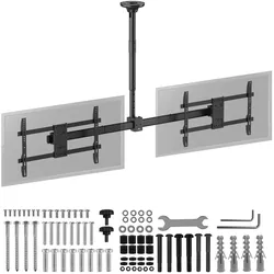Maclean ceiling mount for two TVs max load 2x40kg 34-60 max VESA 600x400 MC-111 B (Decke, 40 kg, 34" - 60"), TV Wandhalterung, Schwarz