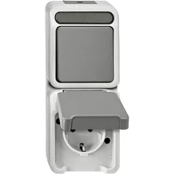 Merten, Steckdose, Kombi. SCHUKO-Steckdose m. BRS/ Taster, MEG3497-8029