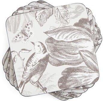 Pimpernel Vintage Garden Cork Coaster Set of 4 Grey Floral Butterfly Heat & Stain Resistant - 4 Inches Sq.
