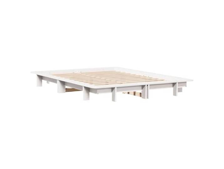 KTHLBRH Weißes Bett 120 x 200 cm ohne Matratze aus massivem Kiefernholz Lattenrost aus Sperrholz inklusive, stabile Konstruktion, modernes Design, einfache Montage
