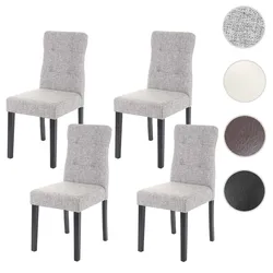 4er-Set Esszimmerstuhl HWC-E58, Stuhl Essstühle, MVG-zertifiziert ~ Stoff/Textil grau, dunkle Beine