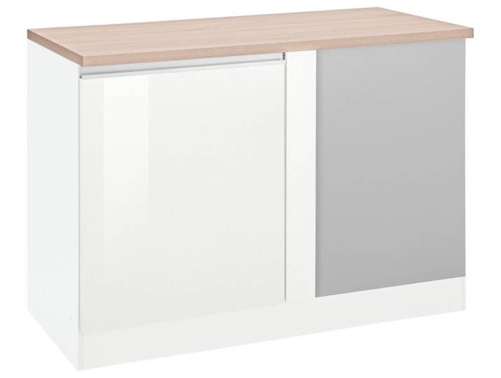 Eckunterschrank KOCHSTATION KS-Ohio , weiss (weiß hochglanz, weiß), B:120cm H:85cm T:60cm, Schränke, Eckunterschrank