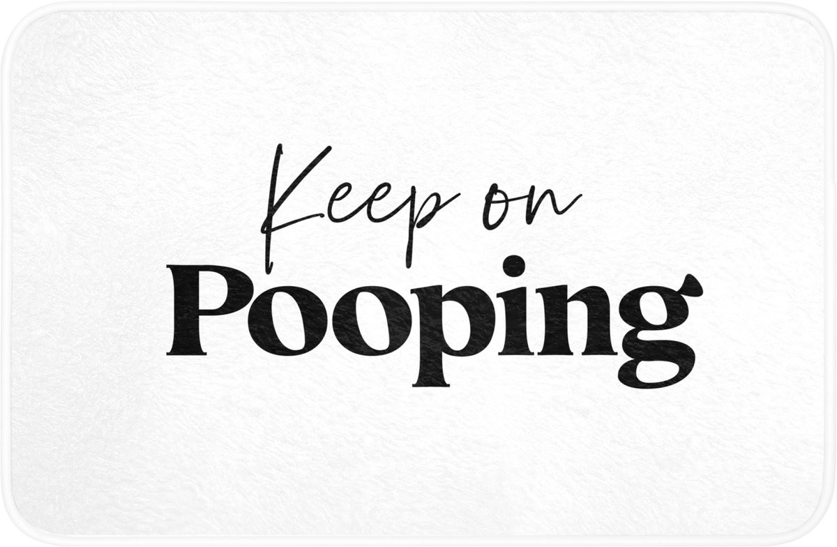 OnlyWow WC mat met spreuk Keep on pooping - Wit - 60 x 40 cm