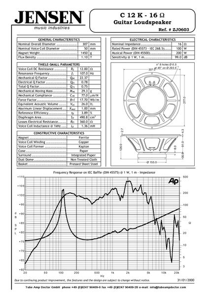 Jensen C12K Ceramic Vintage 16Ohm