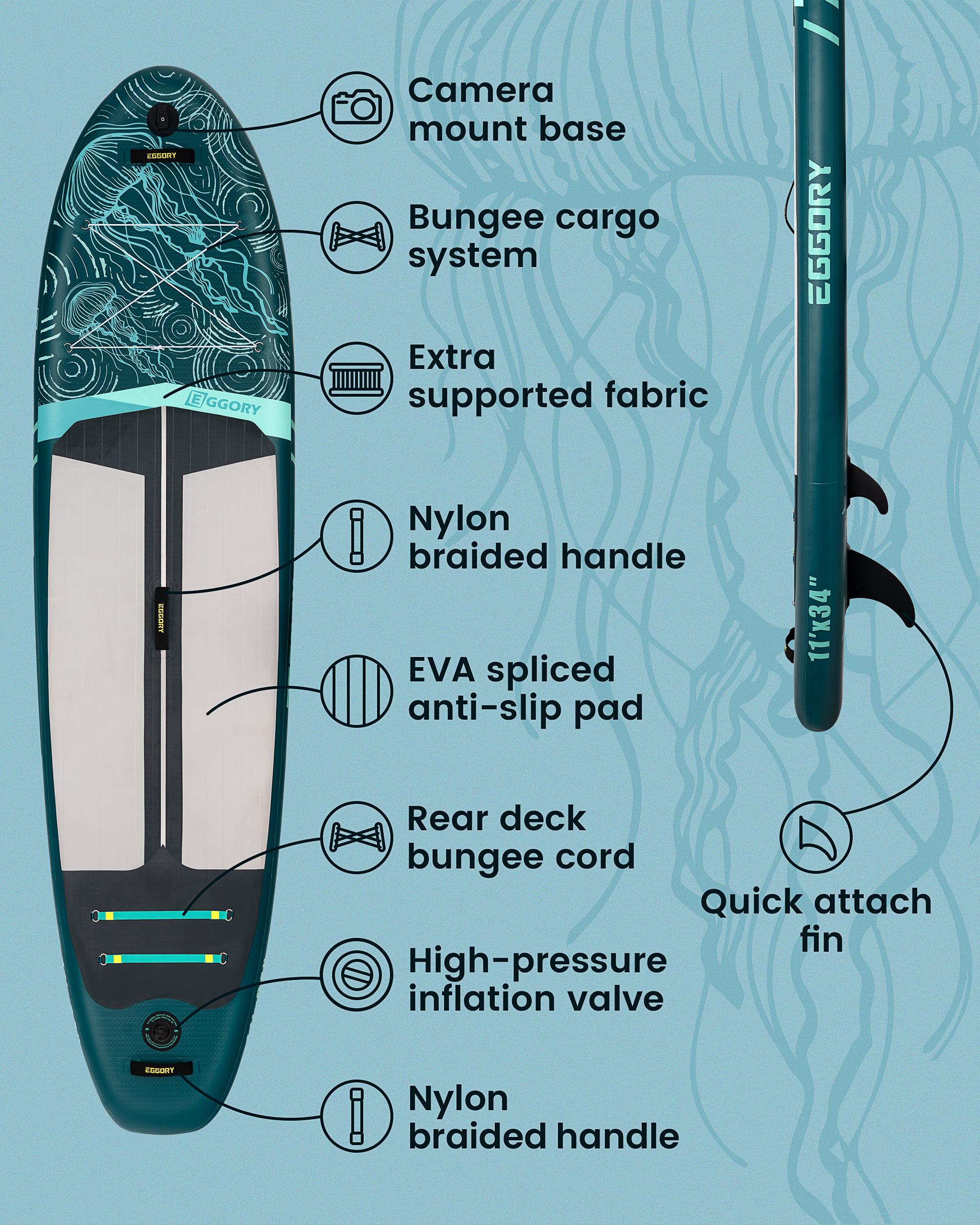 Aufblasbares SUP-Board - 11 Fuß x 34 Zoll - Tragfähigkeit: 350 lbs - Für Anfänger